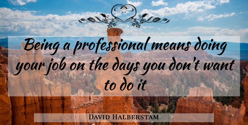 David Halberstam Quote About Volleyball, Jobs, Mean: Being A Professional Means Doing...