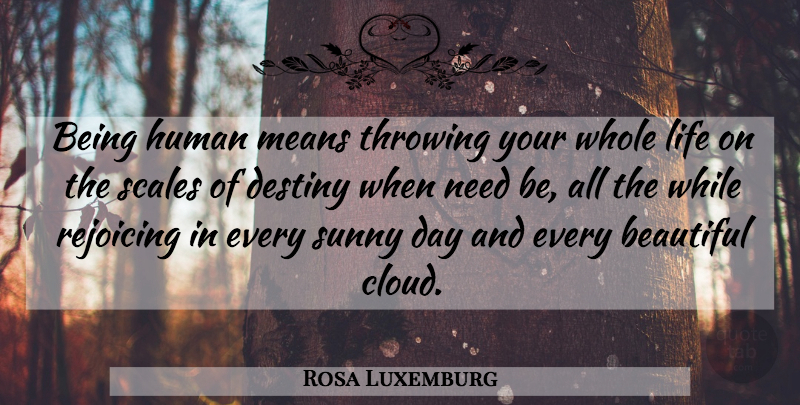 Rosa Luxemburg Quote About Beautiful, Mean, Destiny: Being Human Means Throwing Your...