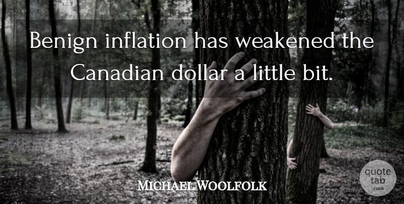 Michael Woolfolk Quote About Benign, Canadian, Dollar, Inflation: Benign Inflation Has Weakened The...