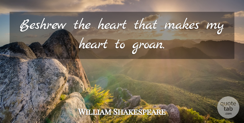 William Shakespeare Quote About Anger, Heart, My Heart: Beshrew The Heart That Makes...