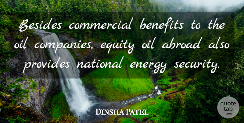 Dinsha Patel Quote About Abroad, Benefits, Besides, Commercial, Equity: Besides Commercial Benefits To The...