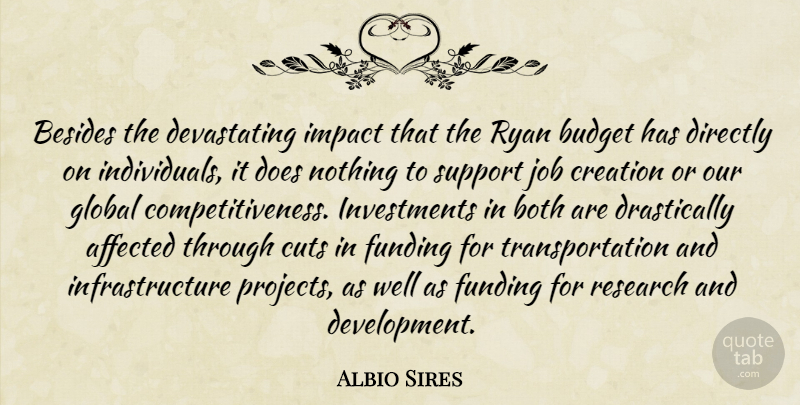 Albio Sires Quote About Affected, Besides, Both, Creation, Cuts: Besides The Devastating Impact That...