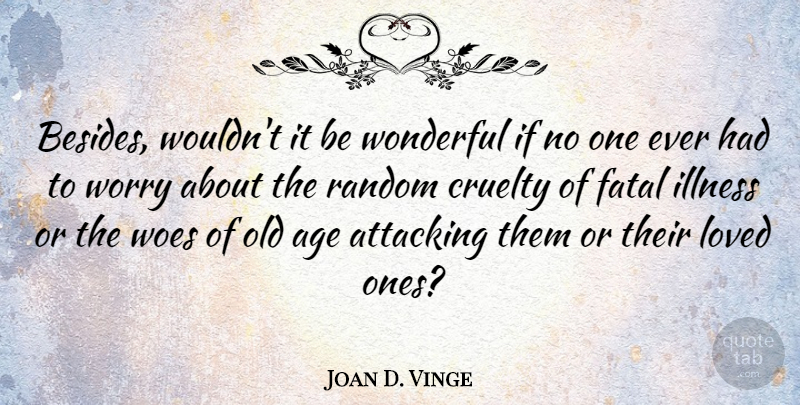 Joan D. Vinge Quote About Worry, Age, Woe: Besides Wouldnt It Be Wonderful...