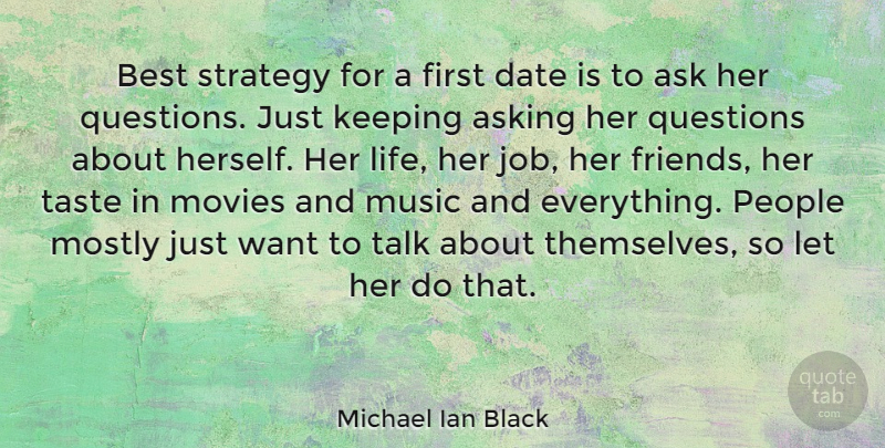 Michael Ian Black Quote About Ask, Asking, Best, Date, Keeping: Best Strategy For A First...