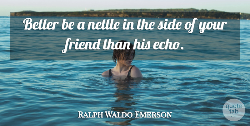 Ralph Waldo Emerson Quote About Friendship, Echoes, Sides: Better Be A Nettle In...