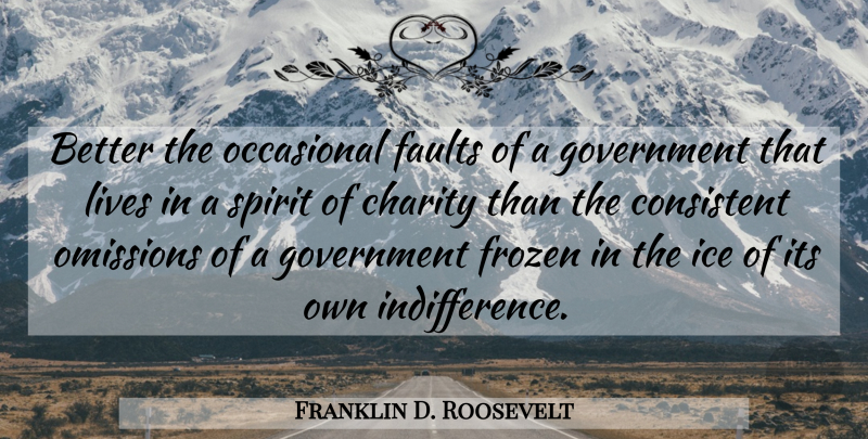 Franklin D. Roosevelt Quote About Carpe Diem, Ice, Omission: Better The Occasional Faults Of...