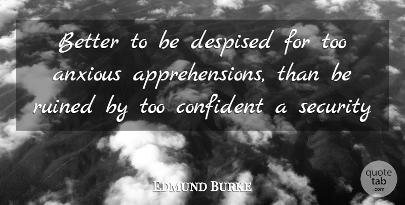 Edmund Burke Quote About Anxious, Confident, Despised, Ruined, Security: Better To Be Despised For...