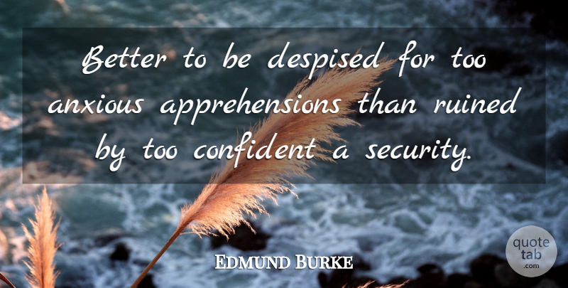 Edmund Burke Quote About Psychological, Anxious, Ruined: Better To Be Despised For...