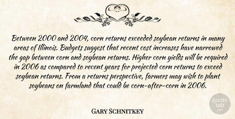Gary Schnitkey Quote About Areas, Budgets, Compared, Corn, Cost: Between 2000 And 2004 Corn...