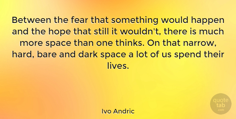 Ivo Andric Quote About Dark, Thinking, Space: Between The Fear That Something...