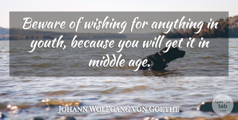 Johann Wolfgang von Goethe Quote About Age, Wish, Youth: Beware Of Wishing For Anything...