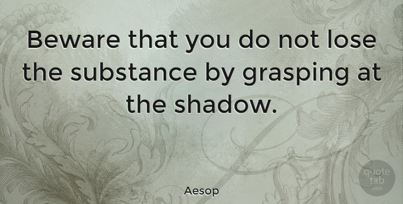Aesop Quote About Reality, Focus And Concentration, Shadow: Beware That You Do Not...