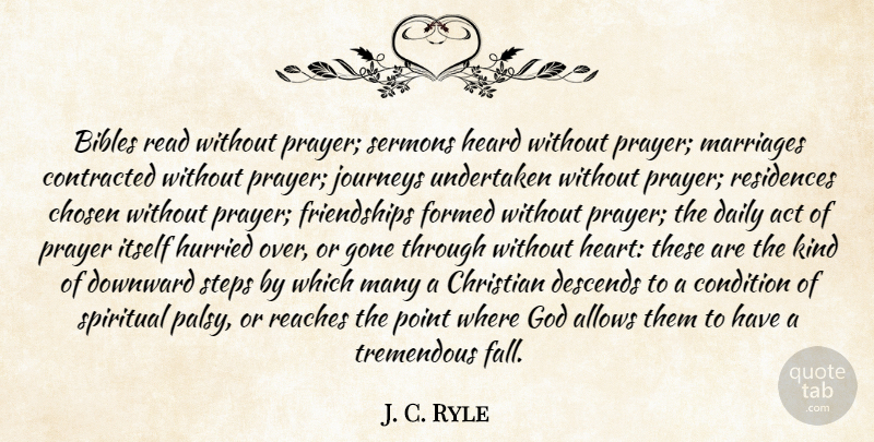 J. C. Ryle Quote About Christian, Spiritual, Prayer: Bibles Read Without Prayer Sermons...
