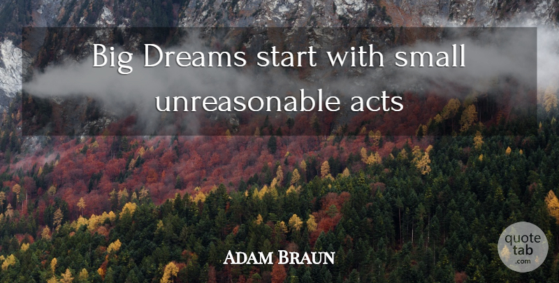 Adam Braun Quote About Dream, Bigs, Unreasonable: Big Dreams Start With Small...