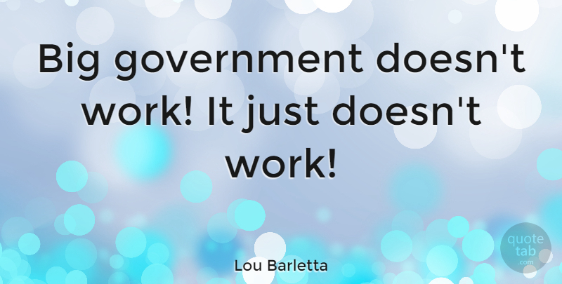 Lou Barletta Quote About Government, Bigs, Big Government: Big Government Doesnt Work It...