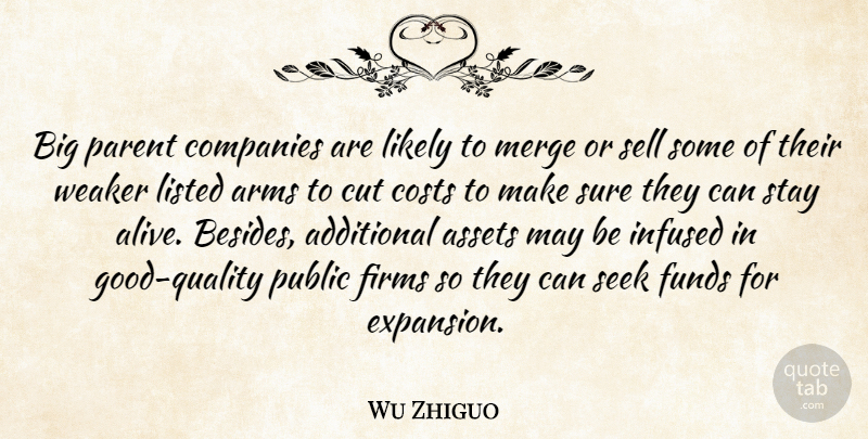 Wu Zhiguo Quote About Additional, Arms, Assets, Companies, Costs: Big Parent Companies Are Likely...