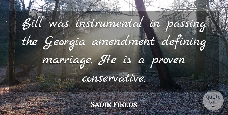 Sadie Fields Quote About Amendment, Bill, Defining, Georgia, Passing: Bill Was Instrumental In Passing...