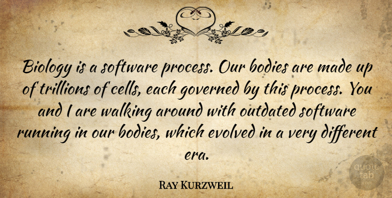 Ray Kurzweil Quote About Running, Cells, Body: Biology Is A Software Process...