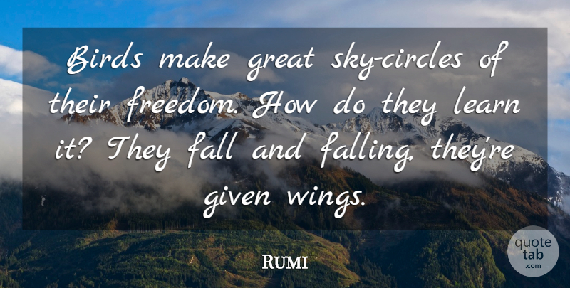 Rumi Quote About Inspirational, Faith, Fall: Birds Make Great Sky Circles...