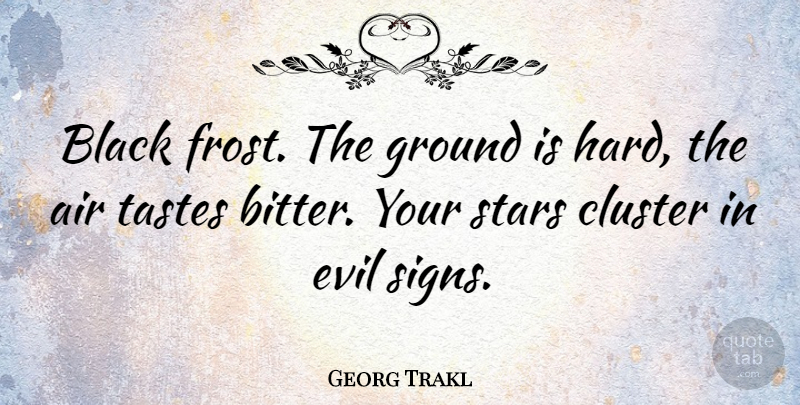 Georg Trakl Quote About Stars, Air, Evil: Black Frost The Ground Is...