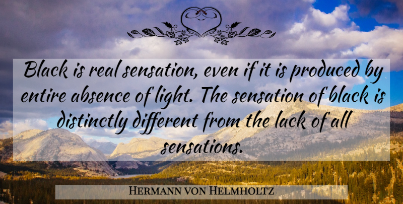Hermann von Helmholtz Quote About Real, Light, Black: Black Is Real Sensation Even...