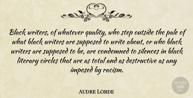 Audre Lorde Quote About Writing, Circles, Racism: Black Writers Of Whatever Quality...