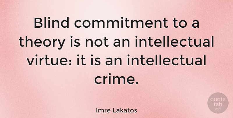 Imre Lakatos Quote About Commitment, Intellectual, Blind: Blind Commitment To A Theory...