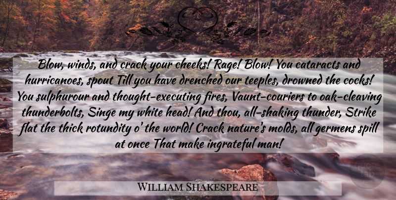 William Shakespeare Quote About Blow, Men, Fire: Blow Winds And Crack Your...