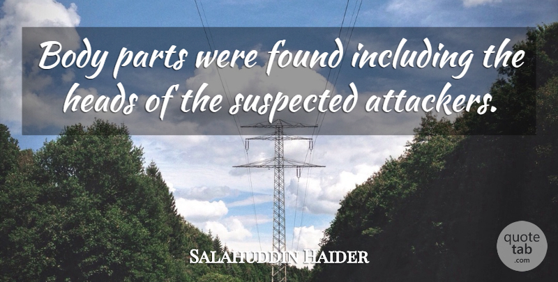 Salahuddin Haider Quote About Body, Found, Heads, Including, Parts: Body Parts Were Found Including...