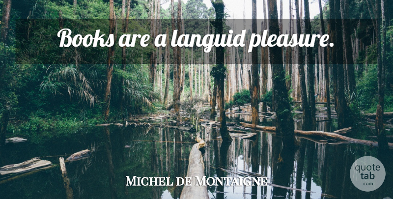 Michel de Montaigne Quote About Book, Pleasure: Books Are A Languid Pleasure...