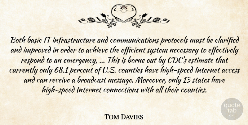 Tom Davies Quote About Access, Achieve, Basic, Borne, Both: Both Basic It Infrastructure And...