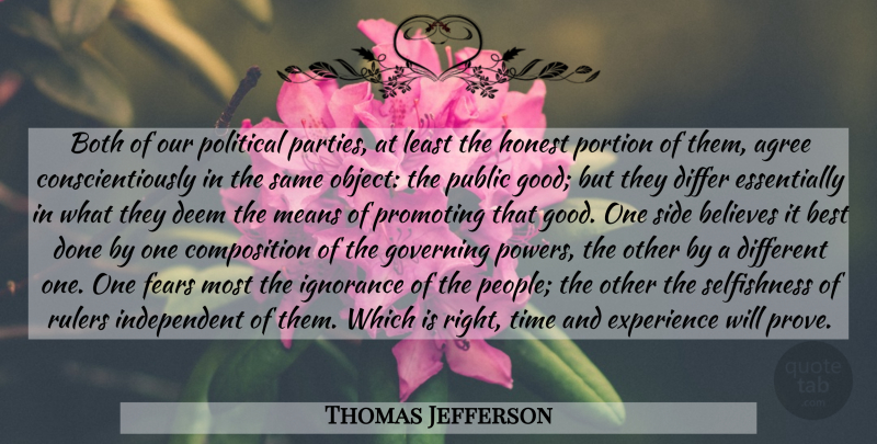 Thomas Jefferson Quote About Believe, Party, Ignorance: Both Of Our Political Parties...
