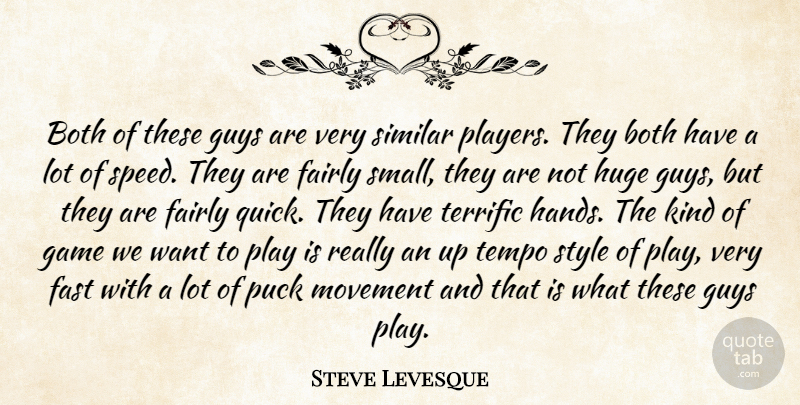 Steve Levesque Quote About Both, Fairly, Fast, Game, Guys: Both Of These Guys Are...
