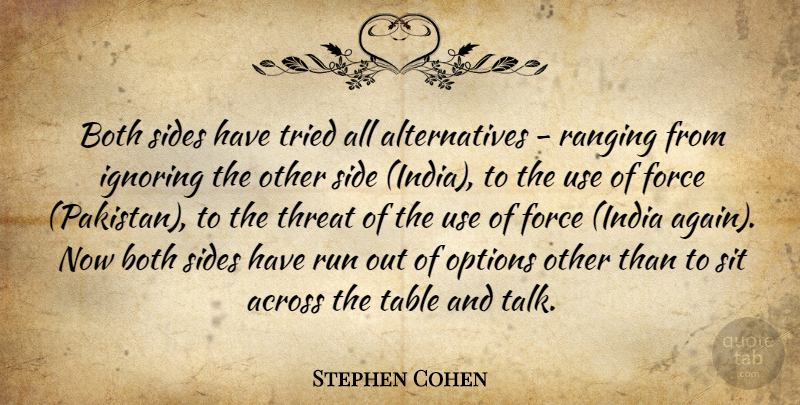 Stephen Cohen Quote About Across, Both, Force, Ignoring, Options: Both Sides Have Tried All...