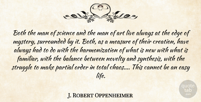 J. Robert Oppenheimer Quote About Art, Struggle, Science: Both The Man Of Science...