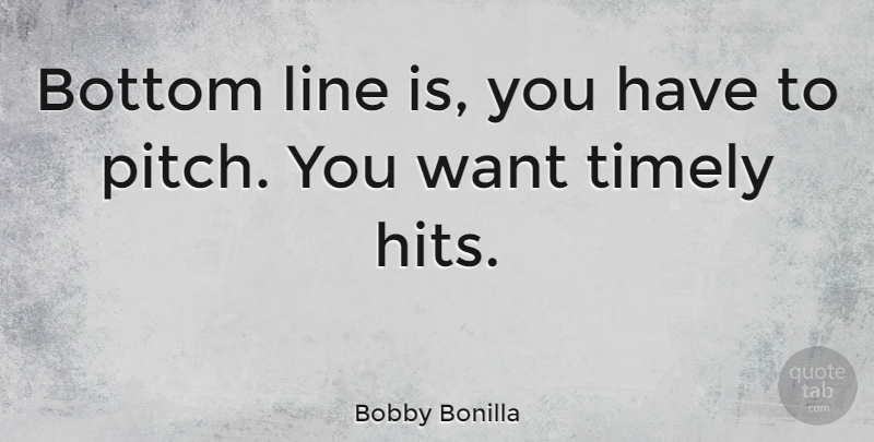 Bobby Bonilla Quote About American Athlete, Timely: Bottom Line Is You Have...