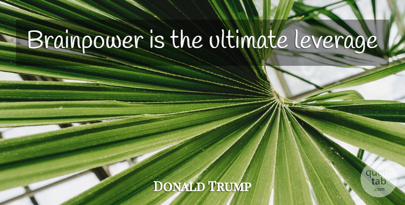Donald Trump Quote About Ultimate: Brainpower Is The Ultimate Leverage...