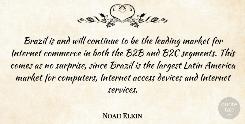Noah Elkin Quote About Access, America, Both, Brazil, Commerce: Brazil Is And Will Continue...