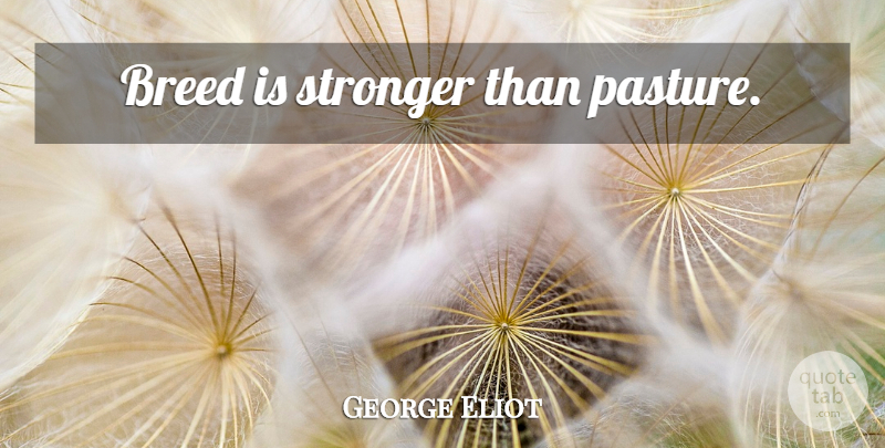 George Eliot Quote About Past, Stronger, Ancestry: Breed Is Stronger Than Pasture...