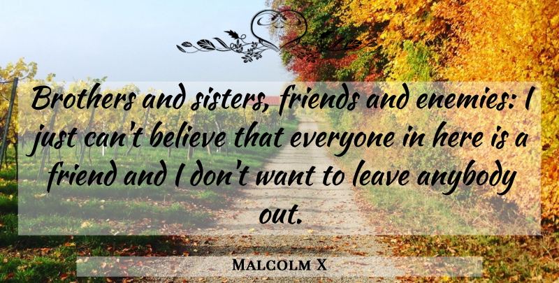 Malcolm X Quote About Sister, Brother, Believe: Brothers And Sisters Friends And...