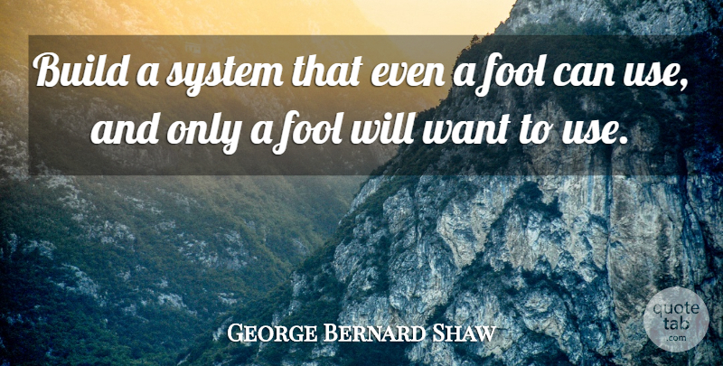 George Bernard Shaw Quote About Build, Fool, Fools And Foolishness, System: Build A System That Even...