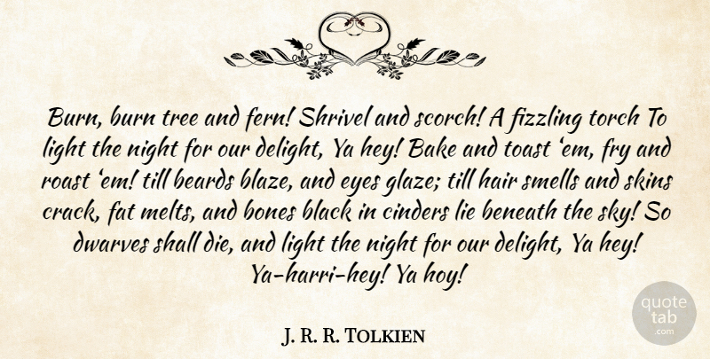 J. R. R. Tolkien Quote About Lying, Eye, Night: Burn Burn Tree And Fern...