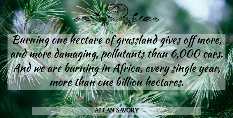 Allan Savory Quote About Motivation, Inspiration, Years: Burning One Hectare Of Grassland...