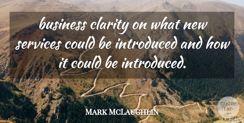 Mark McLaughlin Quote About Business, Clarity, Introduced, Services: Business Clarity On What New...