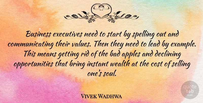 Vivek Wadhwa Quote About Mean, Opportunity, Apples: Business Executives Need To Start...