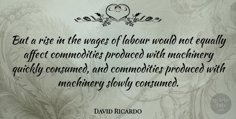 David Ricardo Quote About Wages, Commodity, Machinery: But A Rise In The...