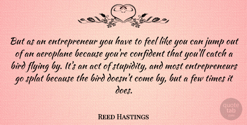 Reed Hastings Quote About Entrepreneur, Stupidity, Bird: But As An Entrepreneur You...