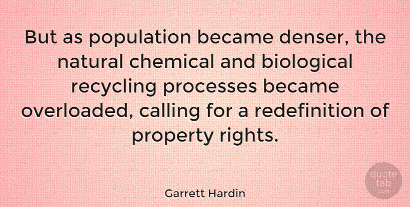 Garrett Hardin Quote About Rights, Population, Calling: But As Population Became Denser...