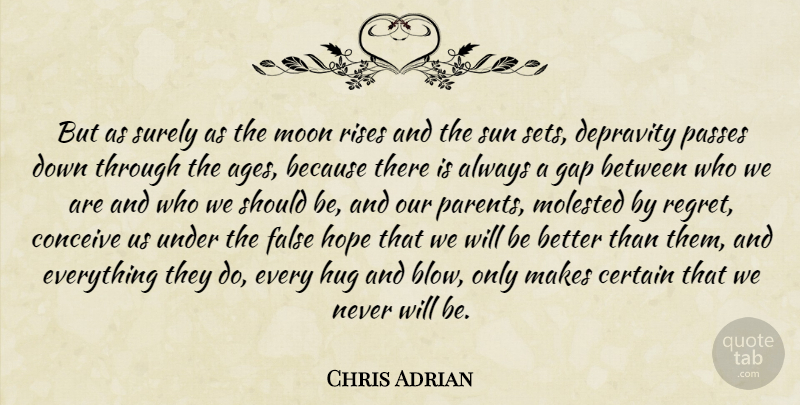 Chris Adrian Quote About Regret, Blow, Moon: But As Surely As The...