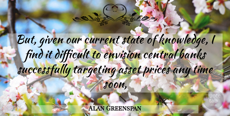 Alan Greenspan Quote About Asset, Banks, Central, Current, Difficult: But Given Our Current State...